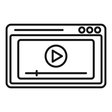 Browser video play icon outline vector. Media stream 스톡 일러스트
