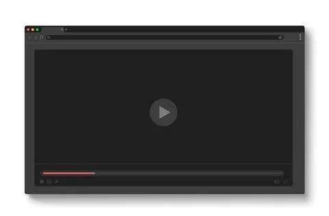 Browser with video player screen mockup template Stock Illustration