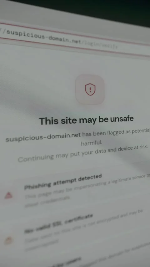 Browser warning This site may be unsafe Video stock 333832376