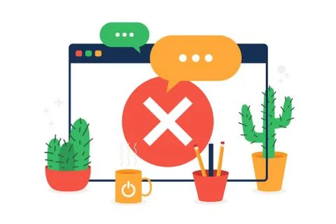 Browser, web site, check mark, prohibit icon. Simple color with vector elemen Stock Illustration