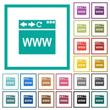 Browser webpage flat color icons with quadrant frames Stock Illustration