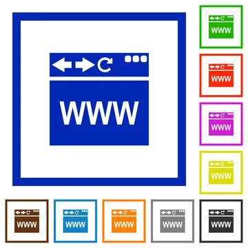 Browser webpage flat framed icons Illustrazione stock