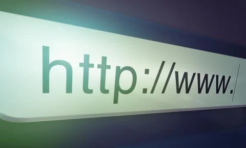 Browser, website and url of search bar on computer screen for information Stock Photos