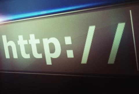 Browser, website and url of search bar on computer screen for information Stock Photos