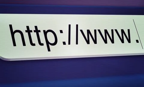 Browser, website and url of search bar on computer screen for information 스톡 사진