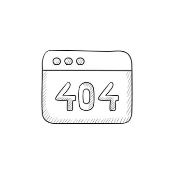 Browser window with 404 error sketch icon イラスト素材