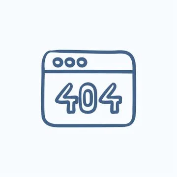 Browser window with 404 error sketch icon イラスト素材