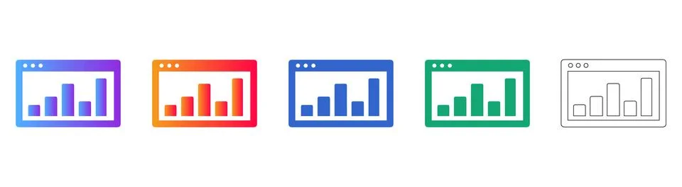 Browser Window Analytics Dashboard Icons Stock Illustration