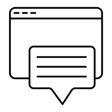 Browser window and speech bubble thin line icon. Message and computer window 库存插图