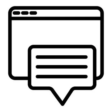 Browser window and speech bubble line icon. Message and computer window vector Illustrazione stock
