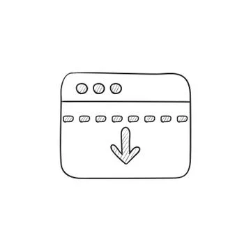 Browser window with arrow down sketch icon Stock Illustration