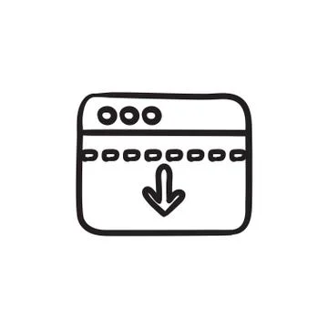 Browser window with arrow down sketch icon Stock Illustration