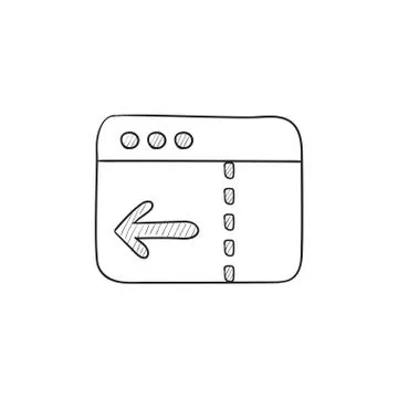 Browser window with arrow left sketch icon Stock Illustration