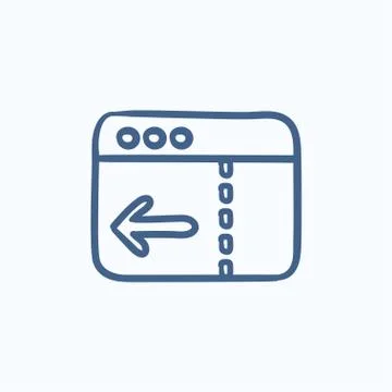 Browser window with arrow left sketch icon Stock Illustration
