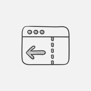 Browser window with arrow left sketch icon Stock Illustration