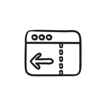 Browser window with arrow left sketch icon Stock Illustration