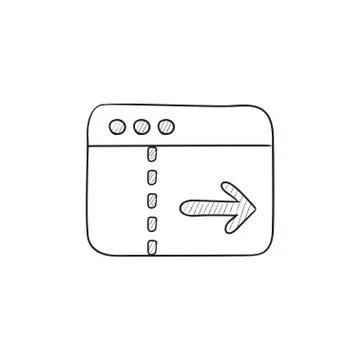 Browser window with arrow right sketch icon Stock Illustration