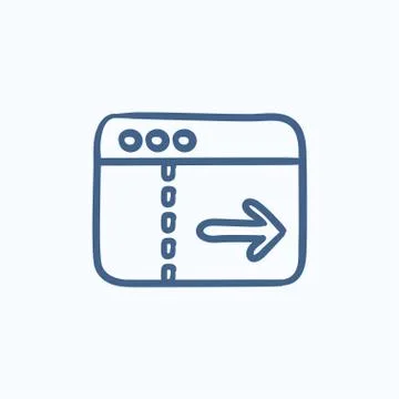 Browser window with arrow right sketch icon Stock Illustration