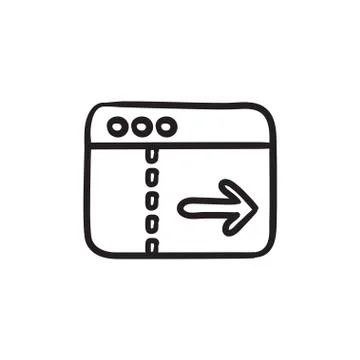 Browser window with arrow right sketch icon Stock Illustration