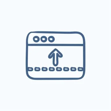 Browser window with arrow up sketch icon Stock Illustration