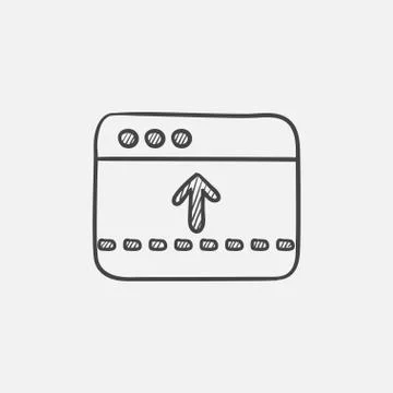 Browser window with arrow up sketch icon Stock Illustration