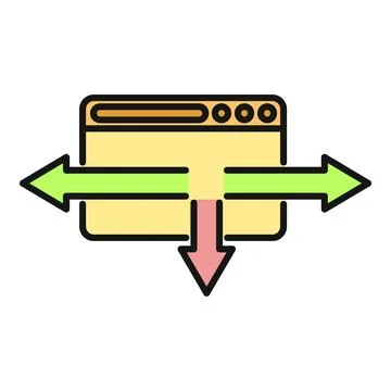 Browser window with arrows showing data flow distribution Illustrazione stock