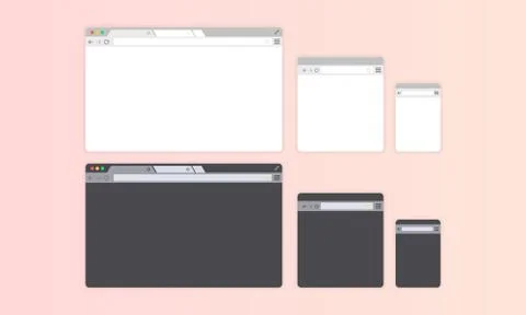 Browser window banner. Light and dark theme. Computer and phone display. Vect Stock Illustration