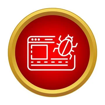 Browser window with bug icon showing software error Stock Illustration