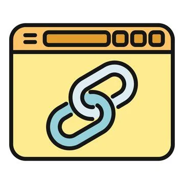 Browser window with chain link icon representing internet connection 库存插图