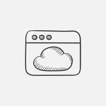 Browser window with cloud  sketch icon Illustrazione stock