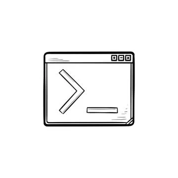 Browser window with command line hand drawn outline doodle icon. Stock Illustration