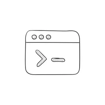 Browser window with command line sketch icon Stock Illustration