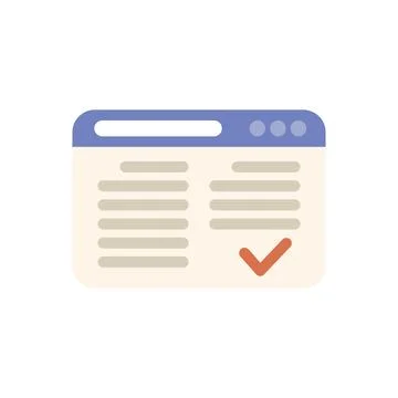 Browser window confirming the completion of an online task Illustrazione stock