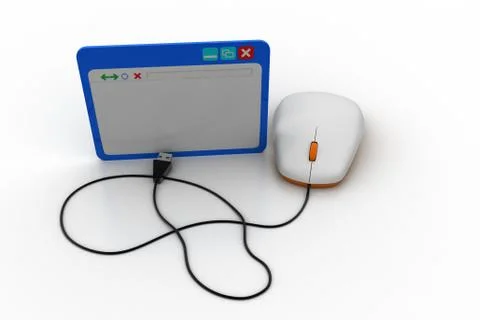 Browser window connected with mouse Free Stock Illustration