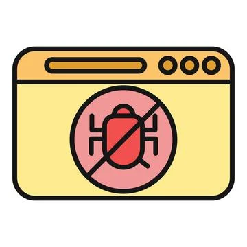 Browser window demonstrating malware bug virus protection 库存插图