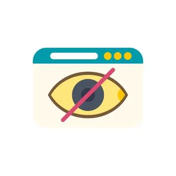 Browser window with disabled eye icon for privacy Illustrazione stock