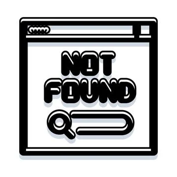 Browser window displaying 404 error page not found 库存插图