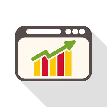 Browser window displaying business growth analytics chart Illustrazione stock