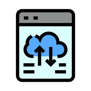 Browser window displaying cloud data transfer icon Stock Illustration
