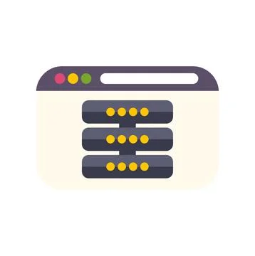 Browser window displaying database server racks icon Illustrazione stock