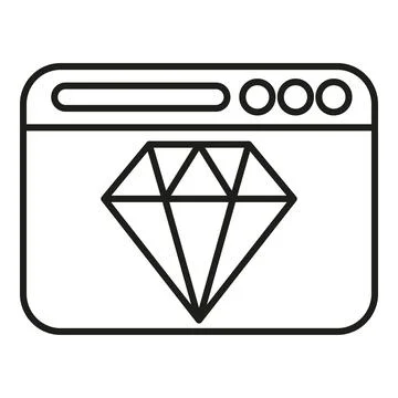 Browser window displaying a diamond icon symbolizing quality Stock Illustration