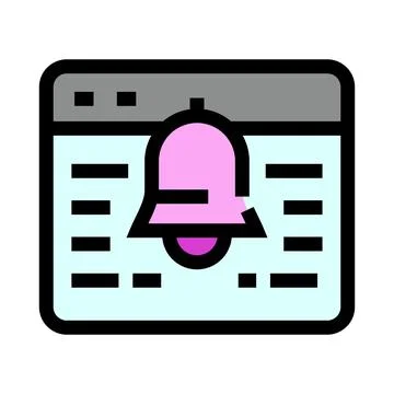 Browser window displaying digital notification bell alert Illustrazione stock