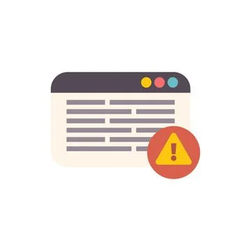 Browser window displaying error message with alert symbol, internet security Illustrazione stock