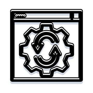 Browser window displaying gear icon for software updates 스톡 일러스트