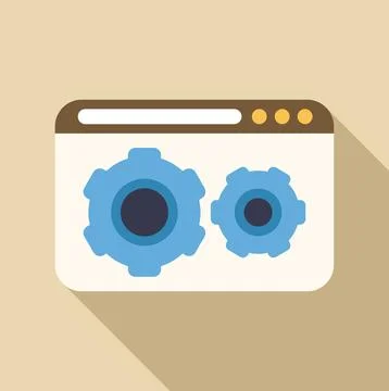 Browser window displaying gears for website settings Illustrazione stock