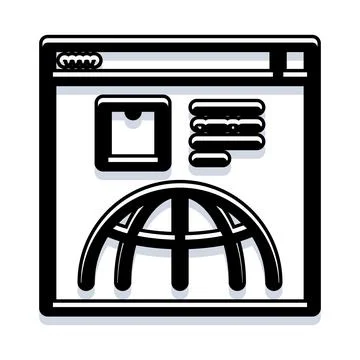 Browser window displaying global internet connection illustration Stock Illustration