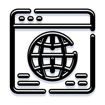 Browser window displaying global internet connection icon Stock Illustration