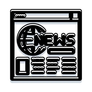 Browser window displaying global online news content Illustrazione stock