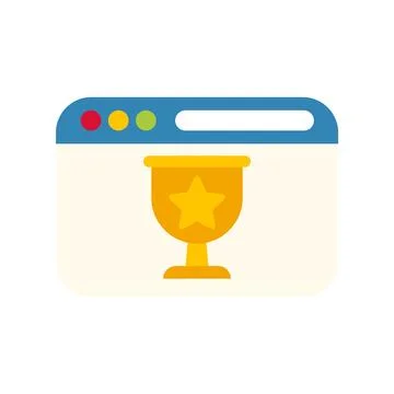 Browser window displaying a golden trophy icon for success Stock Illustration