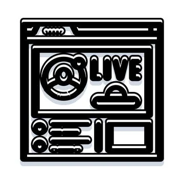 Browser window displaying live streaming content and cloud storage Stock Illustration